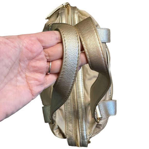 Michael Kors Champagne Gold Mini Duffel Satchel Hand Bag - Picture 5 of 10